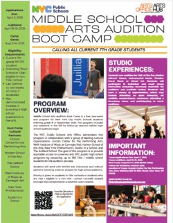 Middle School Arts Audition Book Camp Flyer